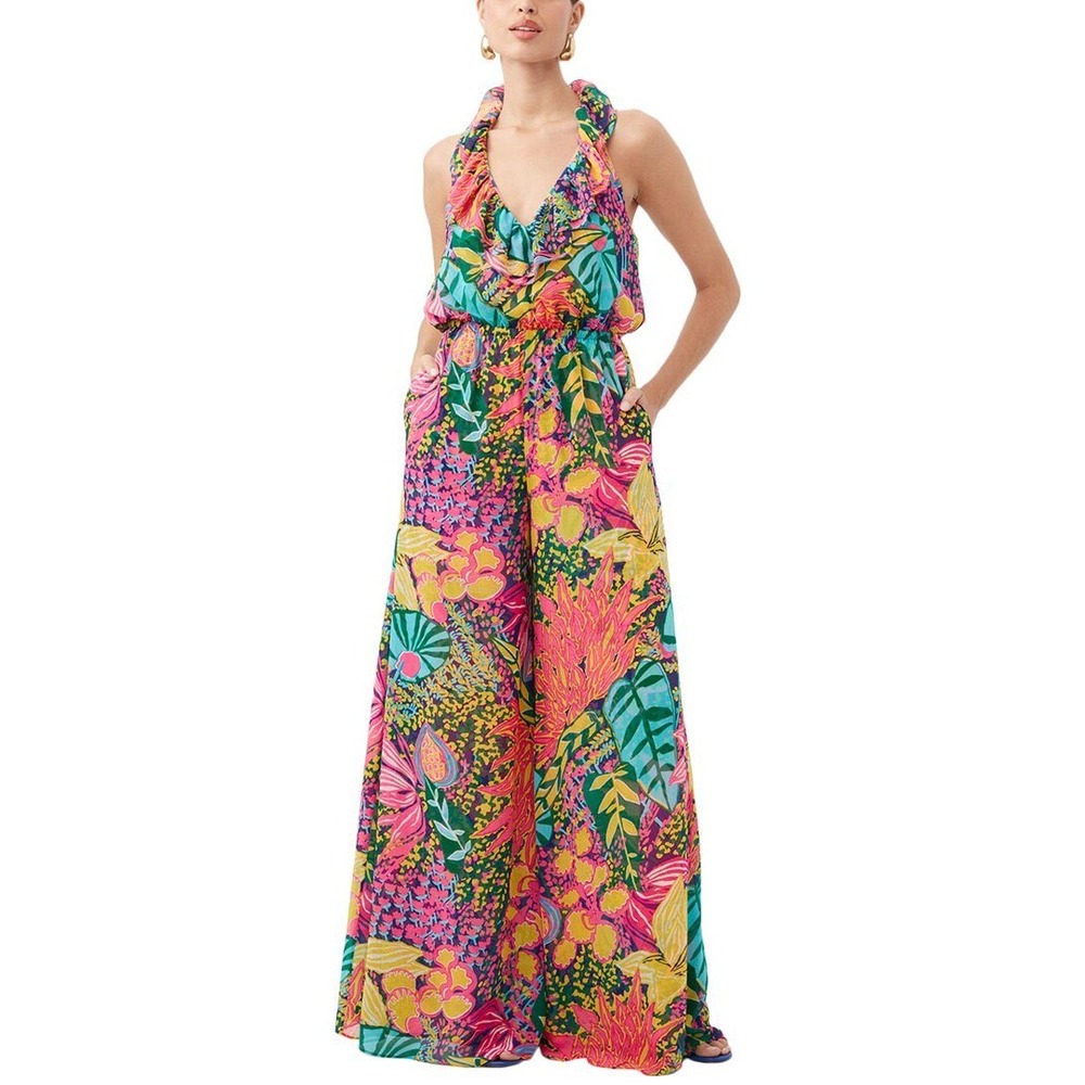 Trina Turk Jacksonville Wide-Leg Jumpsuit Multi Floral Size S, NWT Retails $398